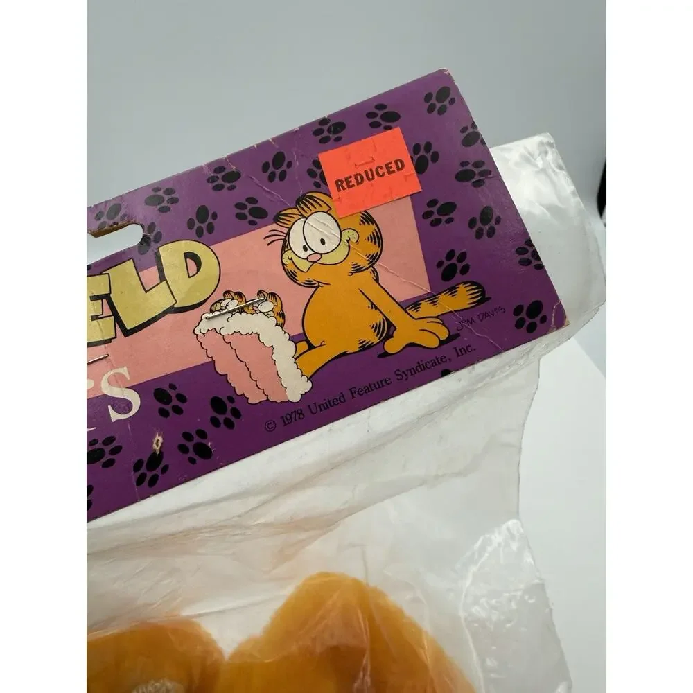 Vintage 1978 Garfield Plush Slippers Plastic Face Toddler Size Small 6